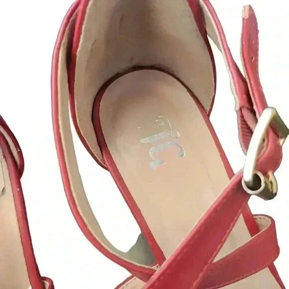 TG Women's Red Faux Leather 2" Pumps with Ankle Straps - Picture 6 of 11